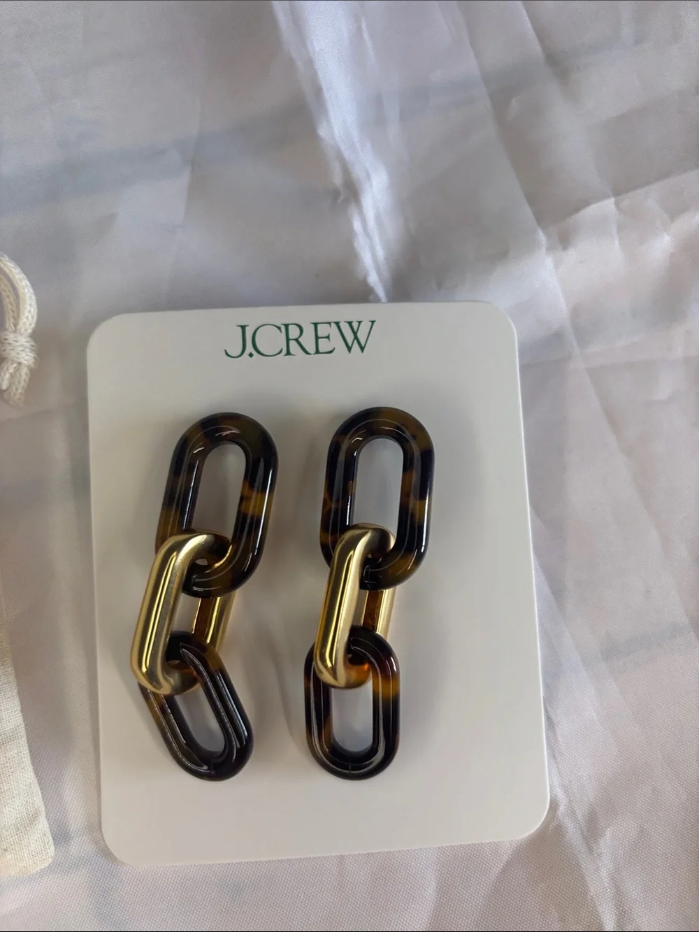 Tortoise shell chainlink earrings